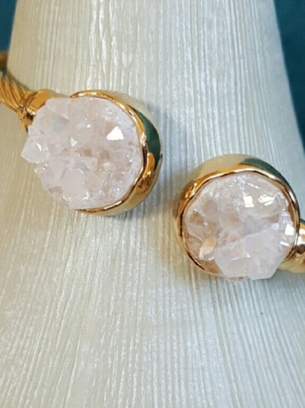 Gold-Tone White Druzy Cuff Bracelet - Picture 2 of 4